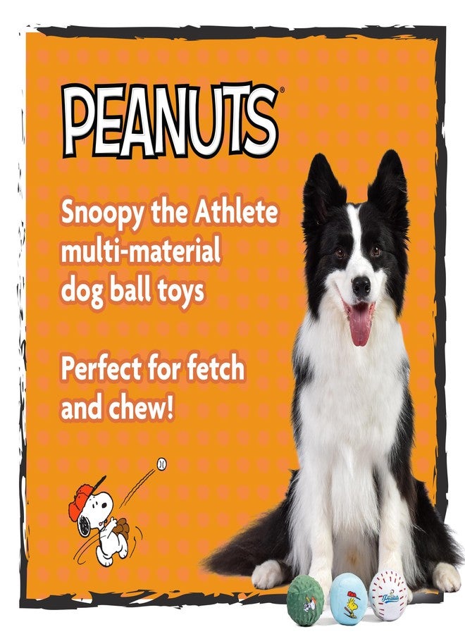 Peanuts for Pets Snoopy The Athlete Multi-Material Dog Ball Toy, 3-Pack - Squeaky, Interactive Dog Toys with Multiple Textures, Perfect for Fetch and Chew - Featuring Snoopy and Woodstock Designs - Image 3